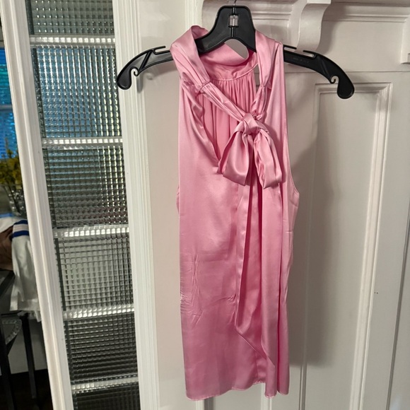 Ramy Brook Women’s Silk Sleeveless Halter Top Sz M Pink Bow Back - Picture 4 of 11